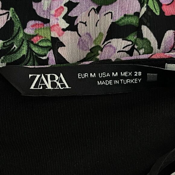 Zara Floral Print Long Sleeve Boho Dress Women's Size Medium - Picture 3 of 9